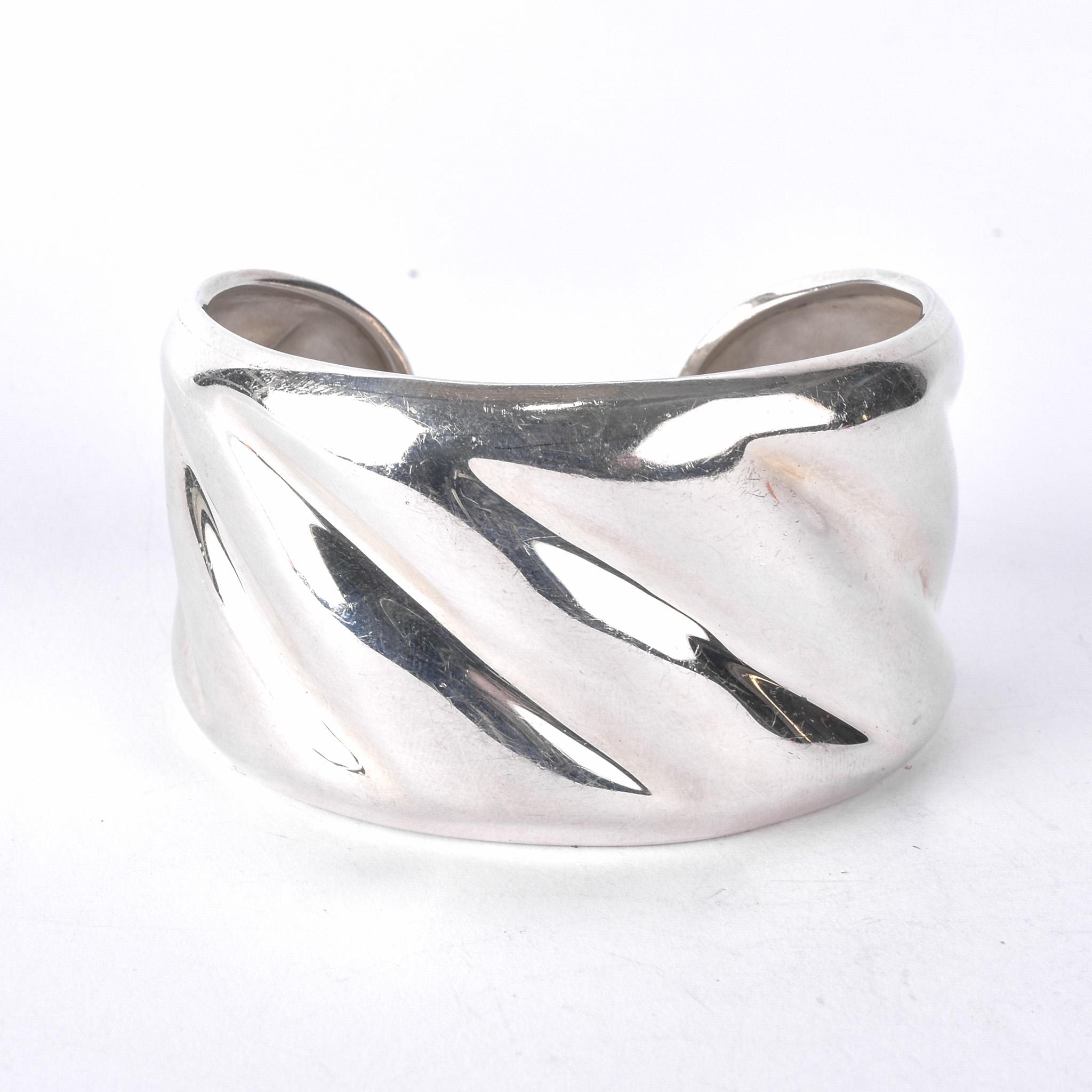 Mexican Modernist Chunky Sterling Silver Cuff Bracelet