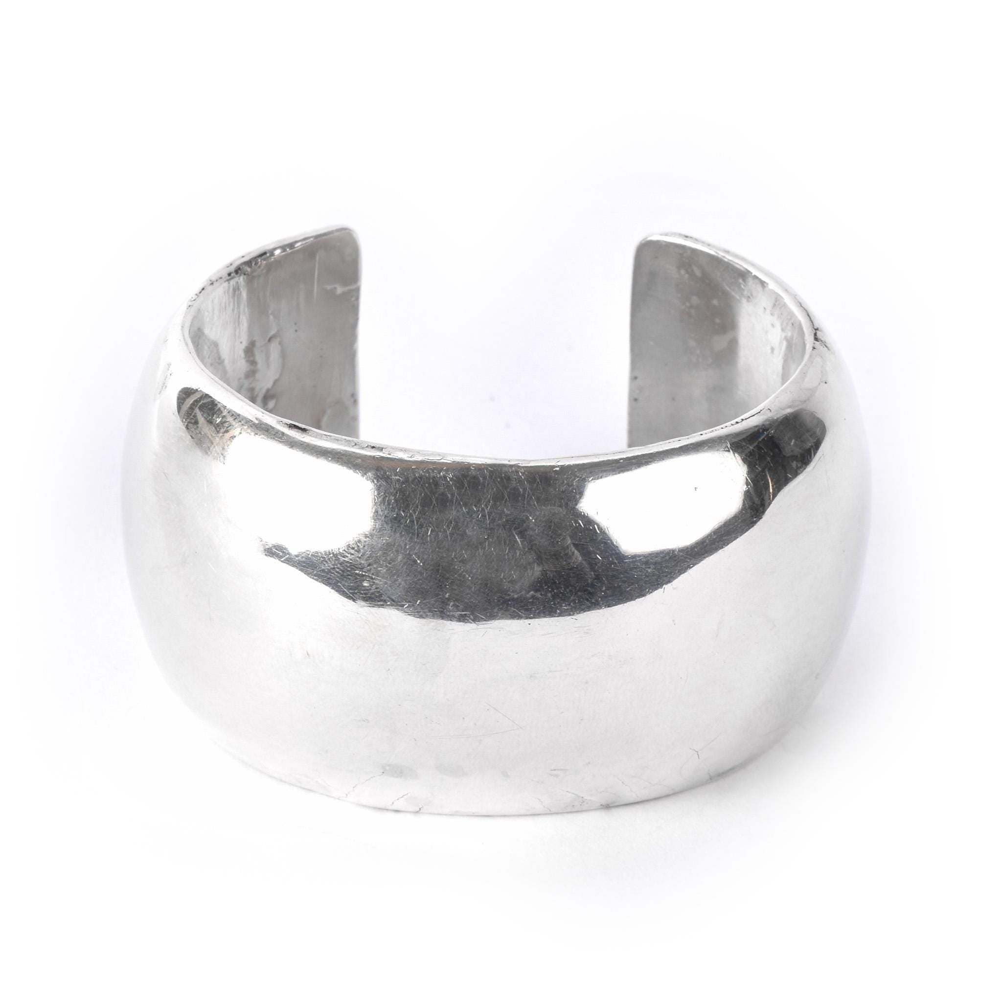 Sterling Silver Polished Domed Chunky Cuff Bracelet