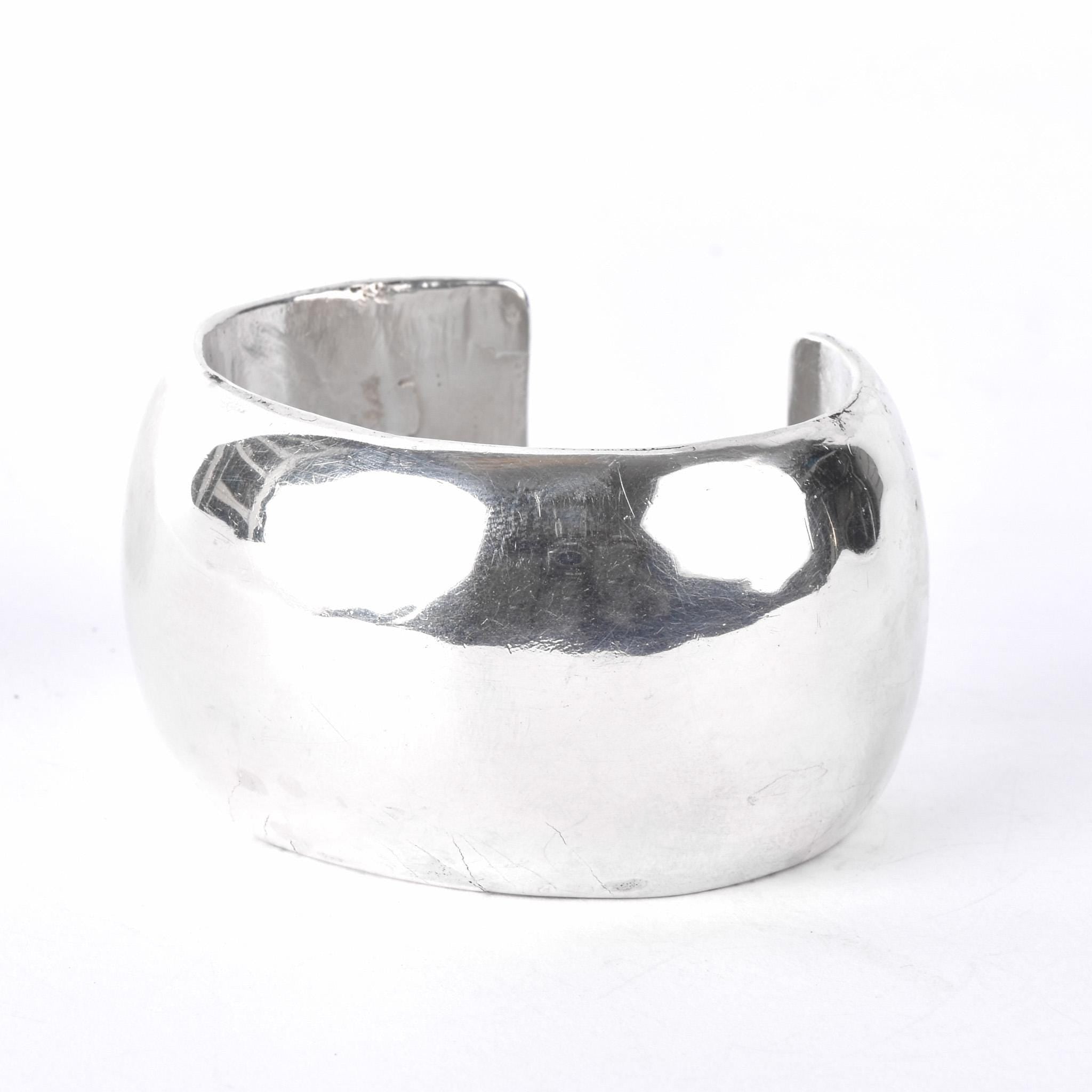 Sterling Silver Polished Domed Chunky Cuff Bracelet