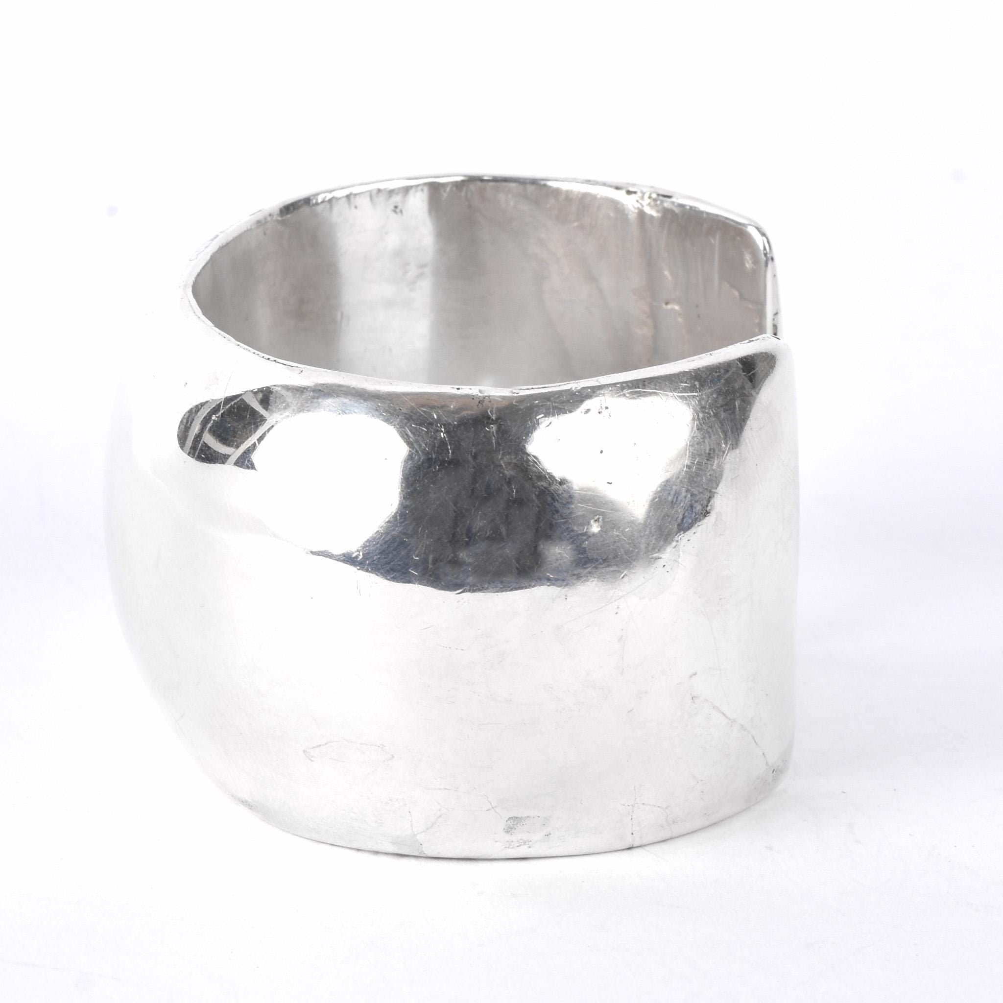 Sterling Silver Polished Domed Chunky Cuff Bracelet