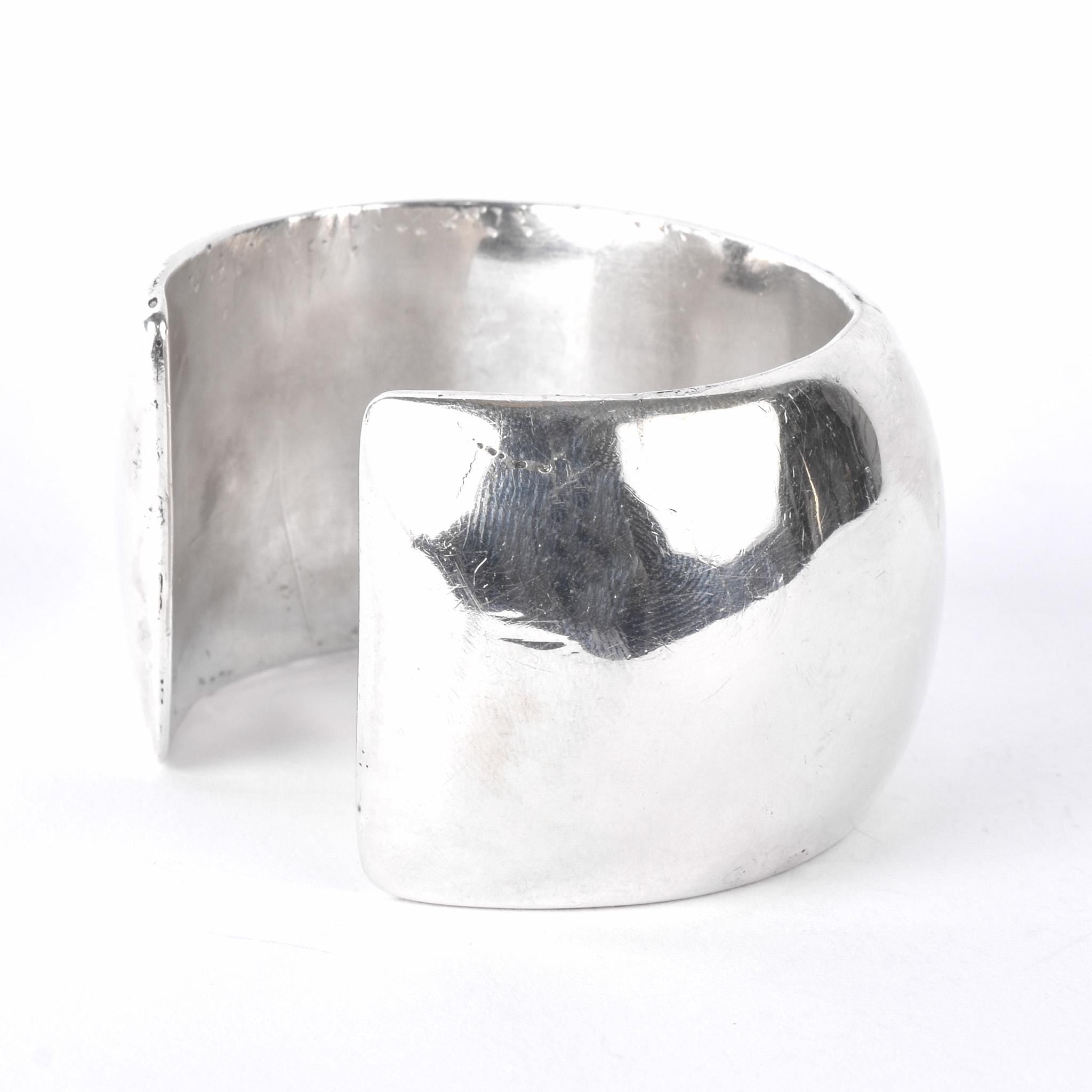 Sterling Silver Polished Domed Chunky Cuff Bracelet