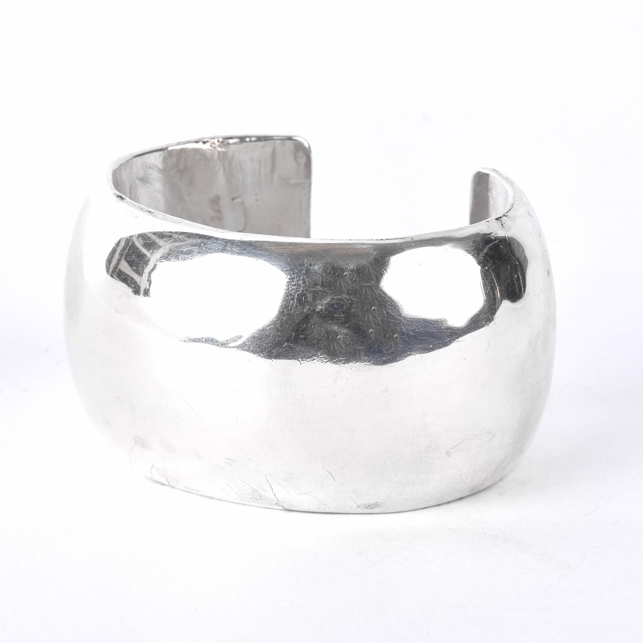 Sterling Silver Polished Domed Chunky Cuff Bracelet