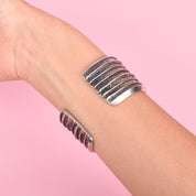 1950s Hopi Preston Monongye Cast Sterling Silver and Turquoise Modernist Cuff Bracelet