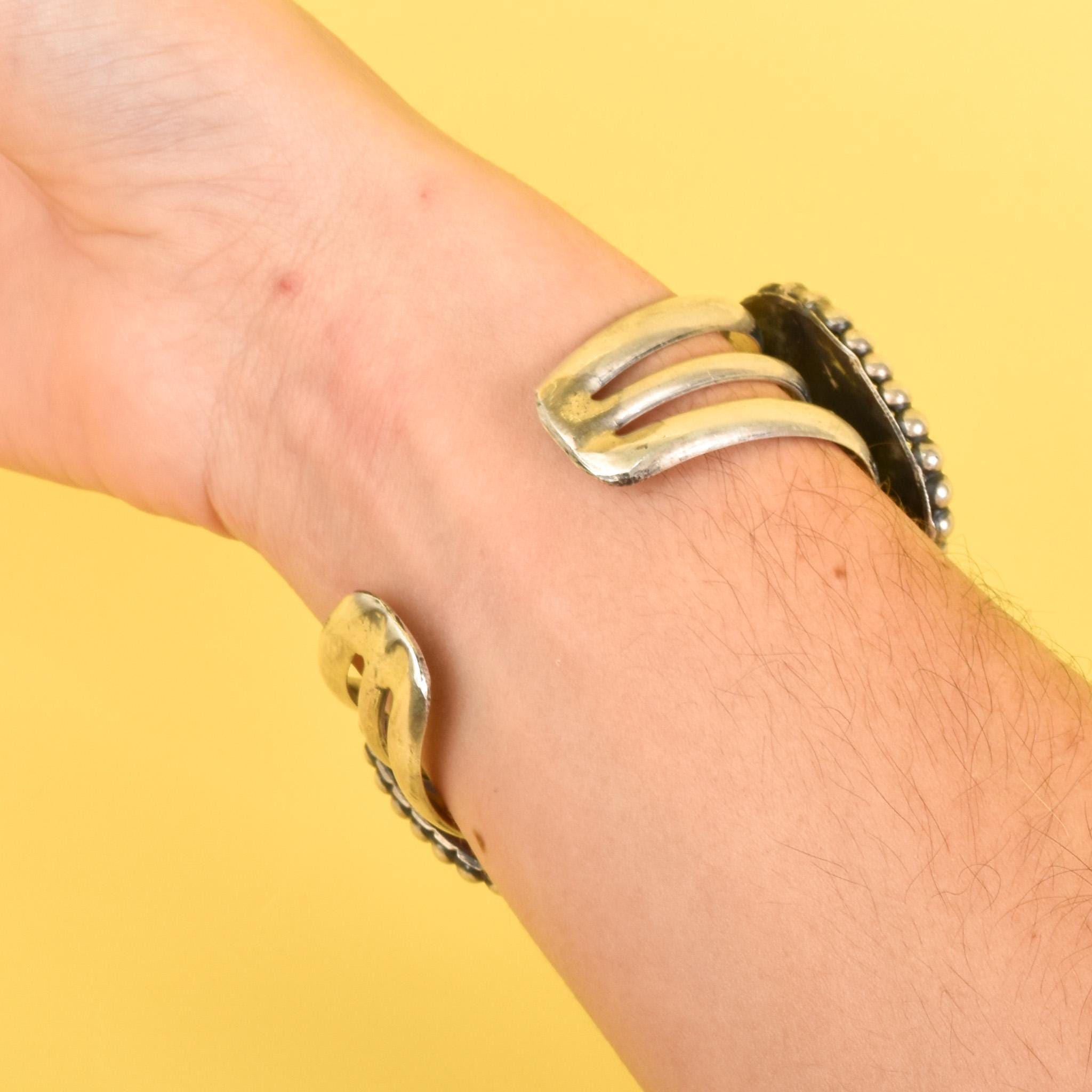 Heavyweight Sterling Silver and Turquoise Cuff Bracelet