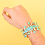 1970s Signed Jack Adakai Unique Sterling Silver & Turquoise Cuff Bracelet