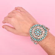 1940s Doris Ondelacy Massive Zuni Sterling Silver and Turquoise Cuff Bracelet