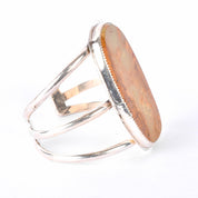 Vintage Massive Green Onyx Sterling Silver Cuff Bracelet, 6in