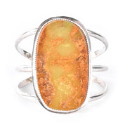 Vintage Massive Green Onyx Sterling Silver Cuff Bracelet, 6in