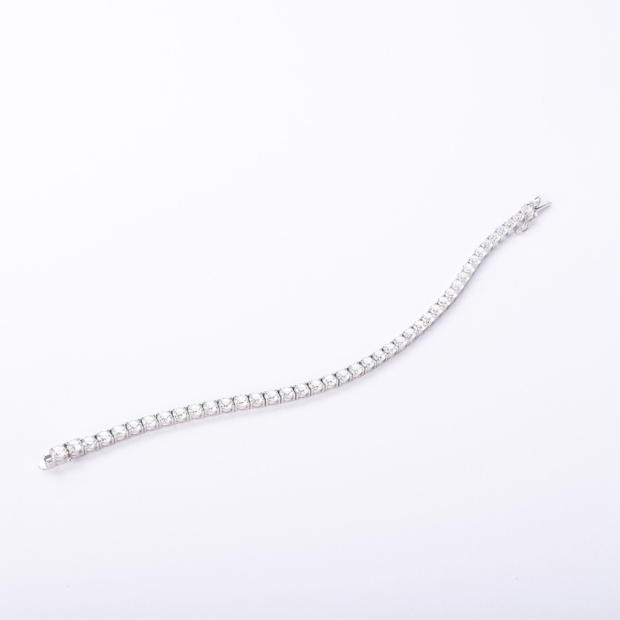 14K White Gold and Forty-Two Natural Cubic Zirconia Tennis Bracelet