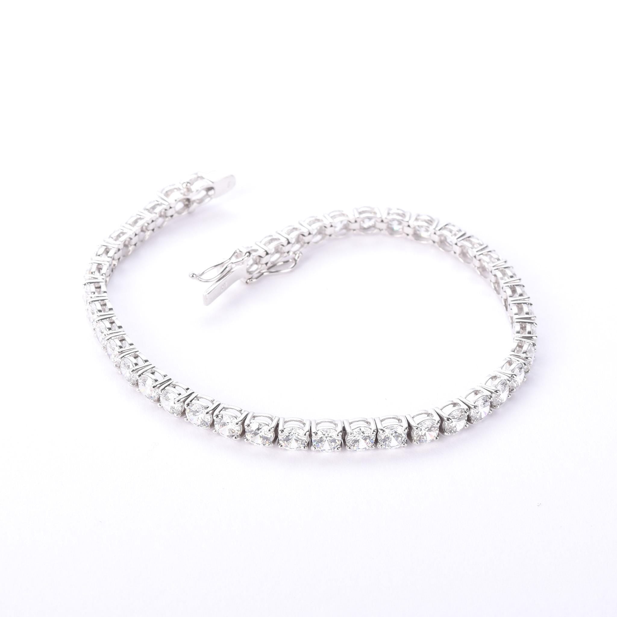 14K White Gold and Forty-Two Natural Cubic Zirconia Tennis Bracelet