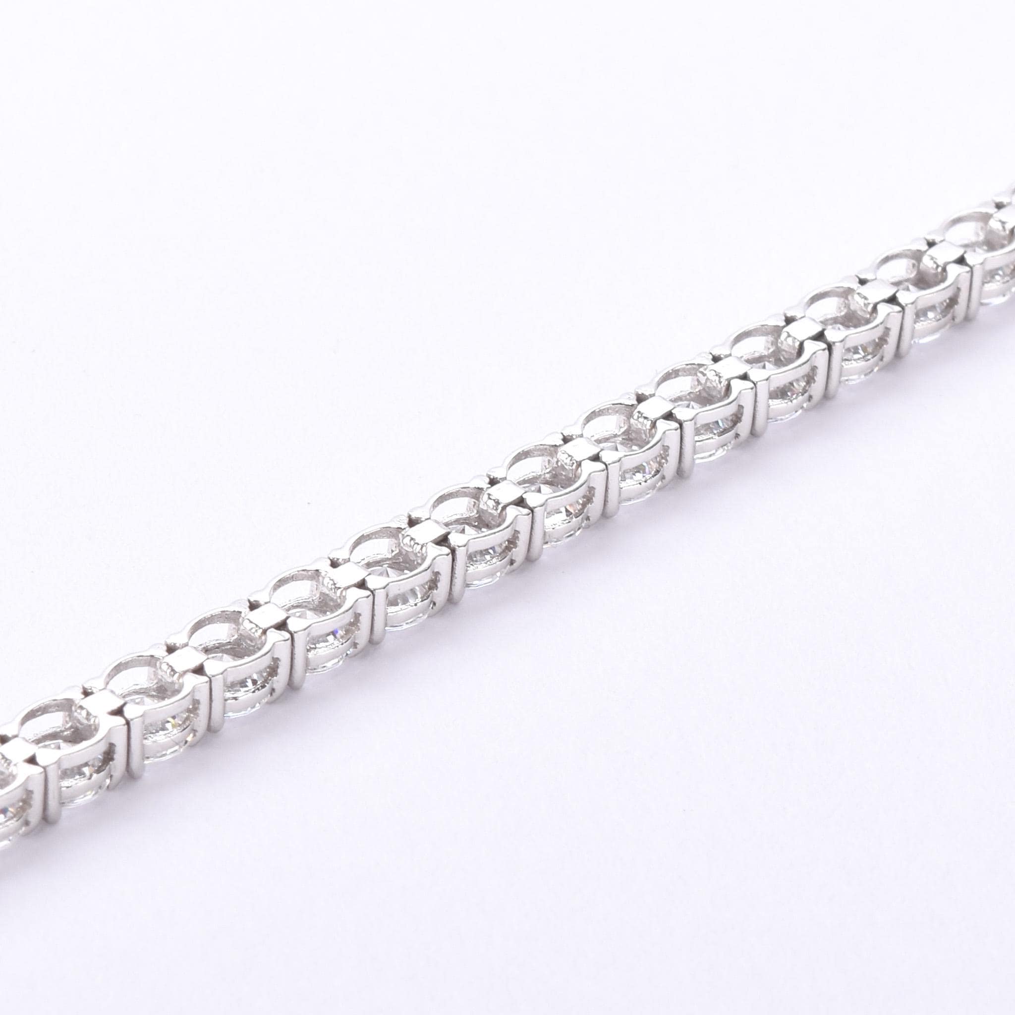 14K White Gold and Forty-Two Natural Cubic Zirconia Tennis Bracelet