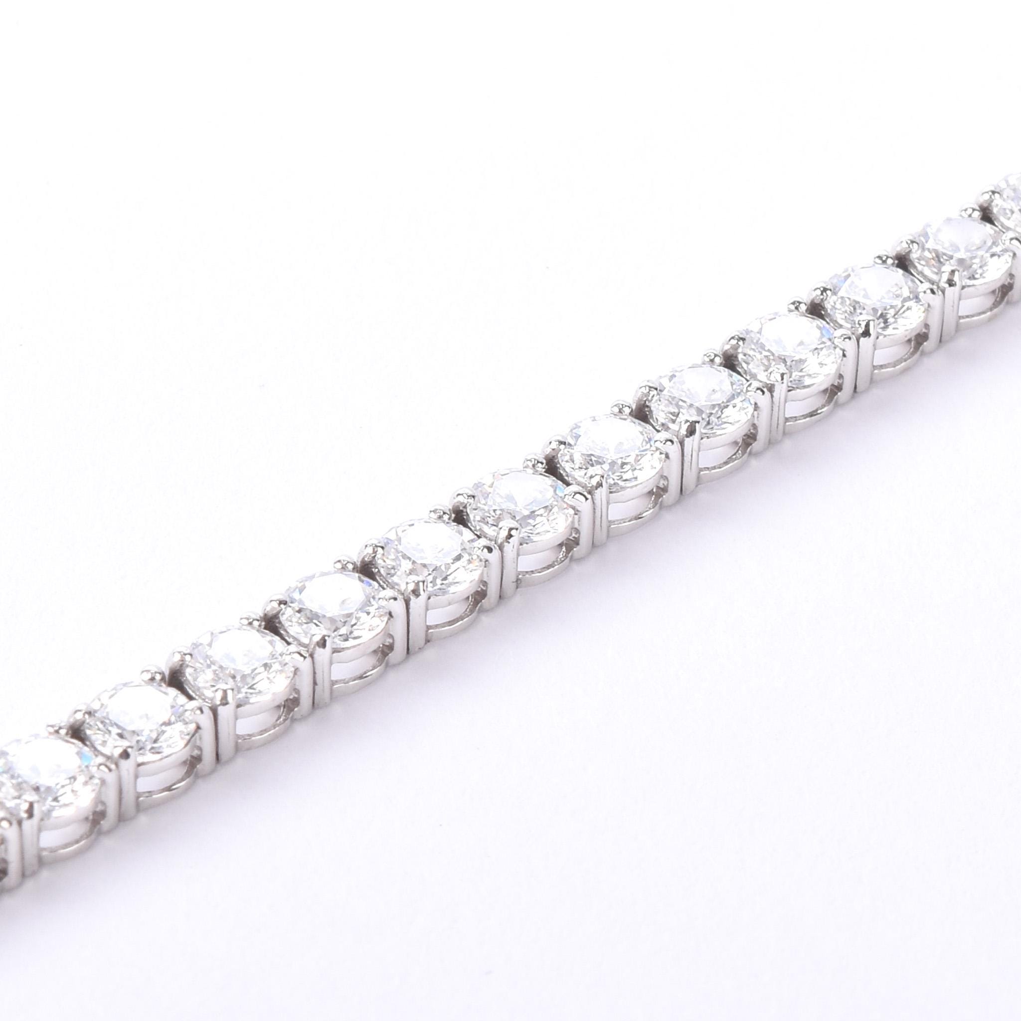 14K White Gold and Forty-Two Natural Cubic Zirconia Tennis Bracelet