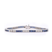 Vintage Tiffany & Co. Platinum Natural Diamond and Sapphire Tennis Bracelet