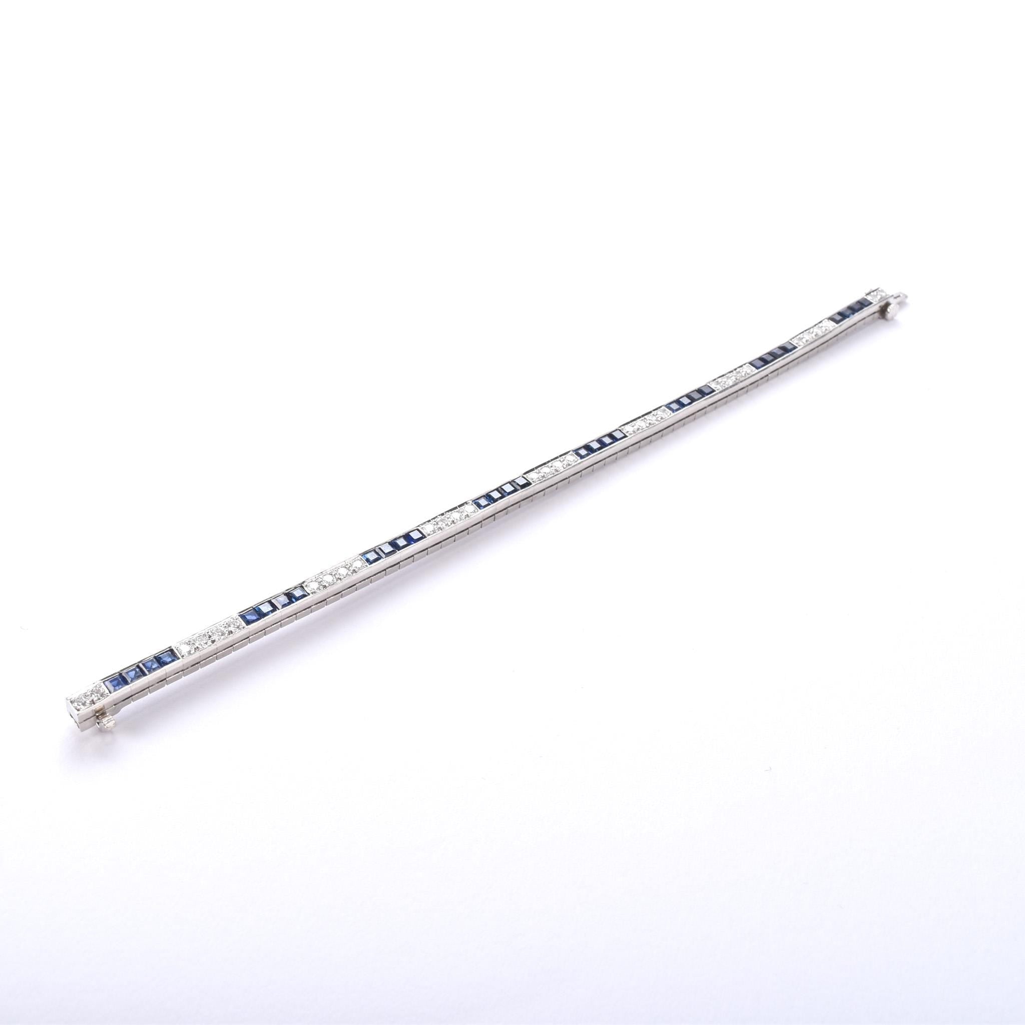 Vintage Tiffany & Co. Platinum Natural Diamond and Sapphire Tennis Bracelet
