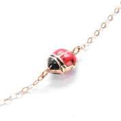 10K Gold Enamel Lady Bug Chain Necklace