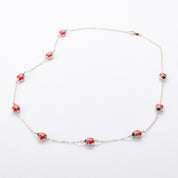 10K Gold Enamel Lady Bug Chain Necklace