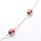 10K Gold Enamel Lady Bug Chain Necklace