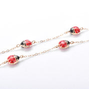 10K Gold Enamel Lady Bug Chain Necklace
