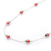10K Gold Enamel Lady Bug Chain Necklace