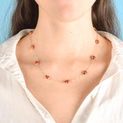 10K Gold Enamel Lady Bug Chain Necklace