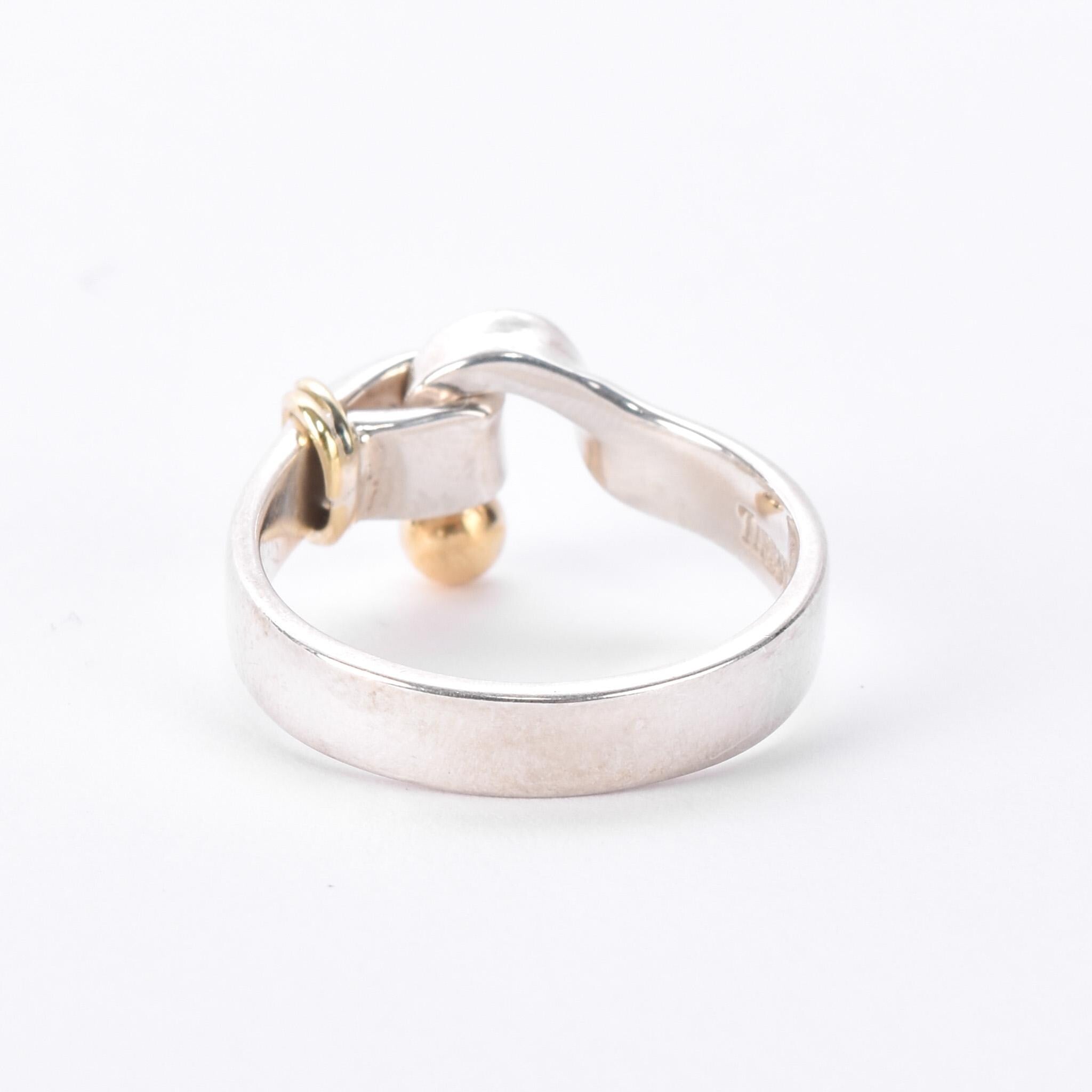 Vintage Tiffany & Co. Sterling Silver & 18K Gold Hook and Eye Ring