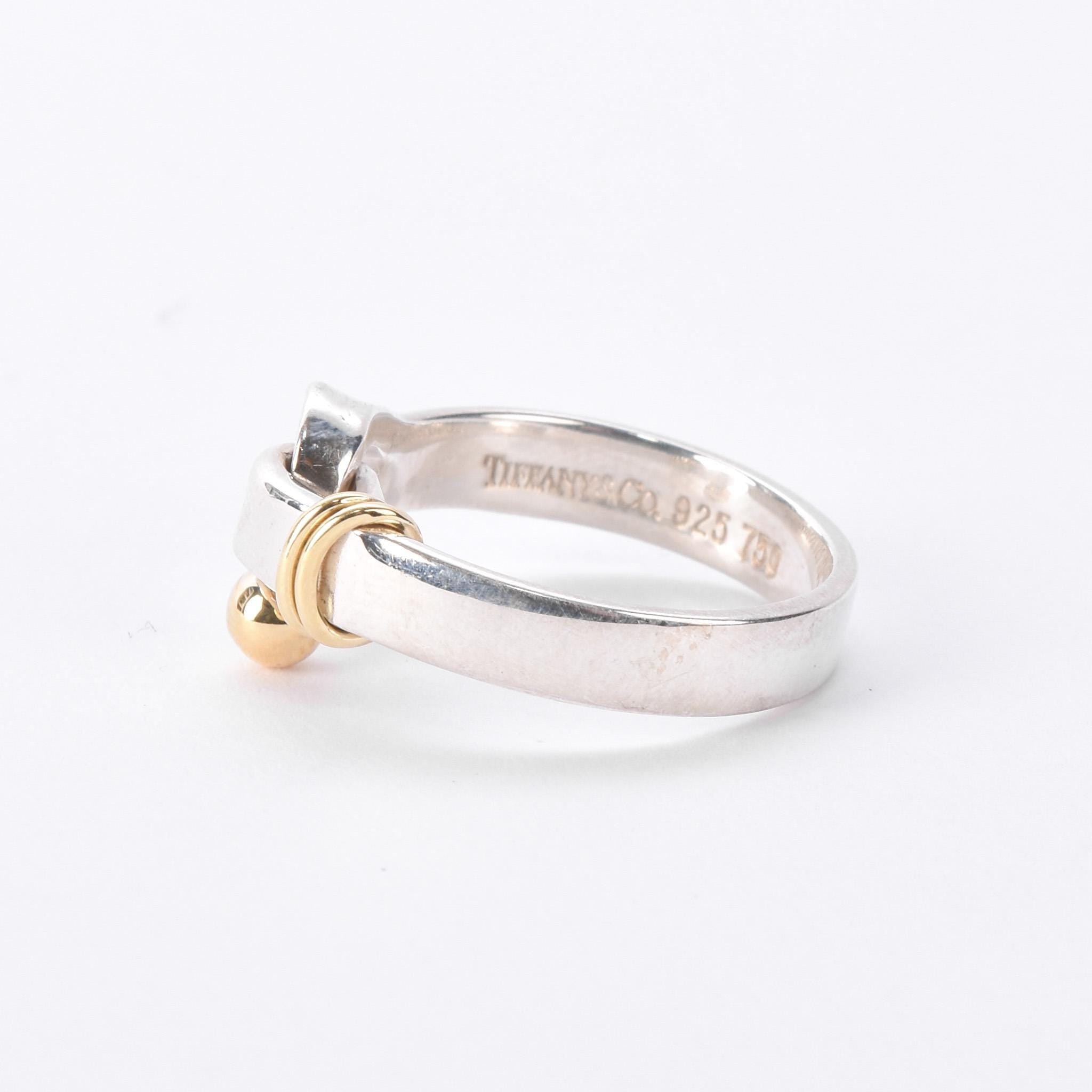Vintage Tiffany & Co. Sterling Silver & 18K Gold Hook and Eye Ring