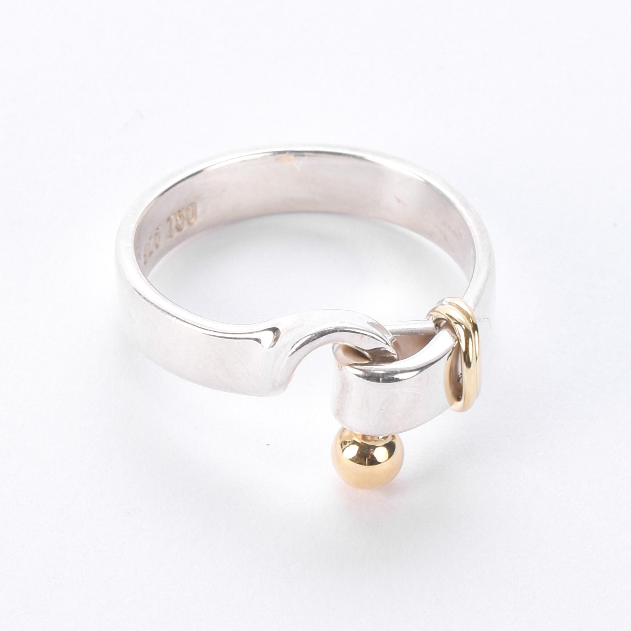 Vintage Tiffany & Co. Sterling Silver & 18K Gold Hook and Eye Ring