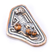 Taxco Sterling Silver, Brass, and Tigers Eye Abstract Brooch/Pendant