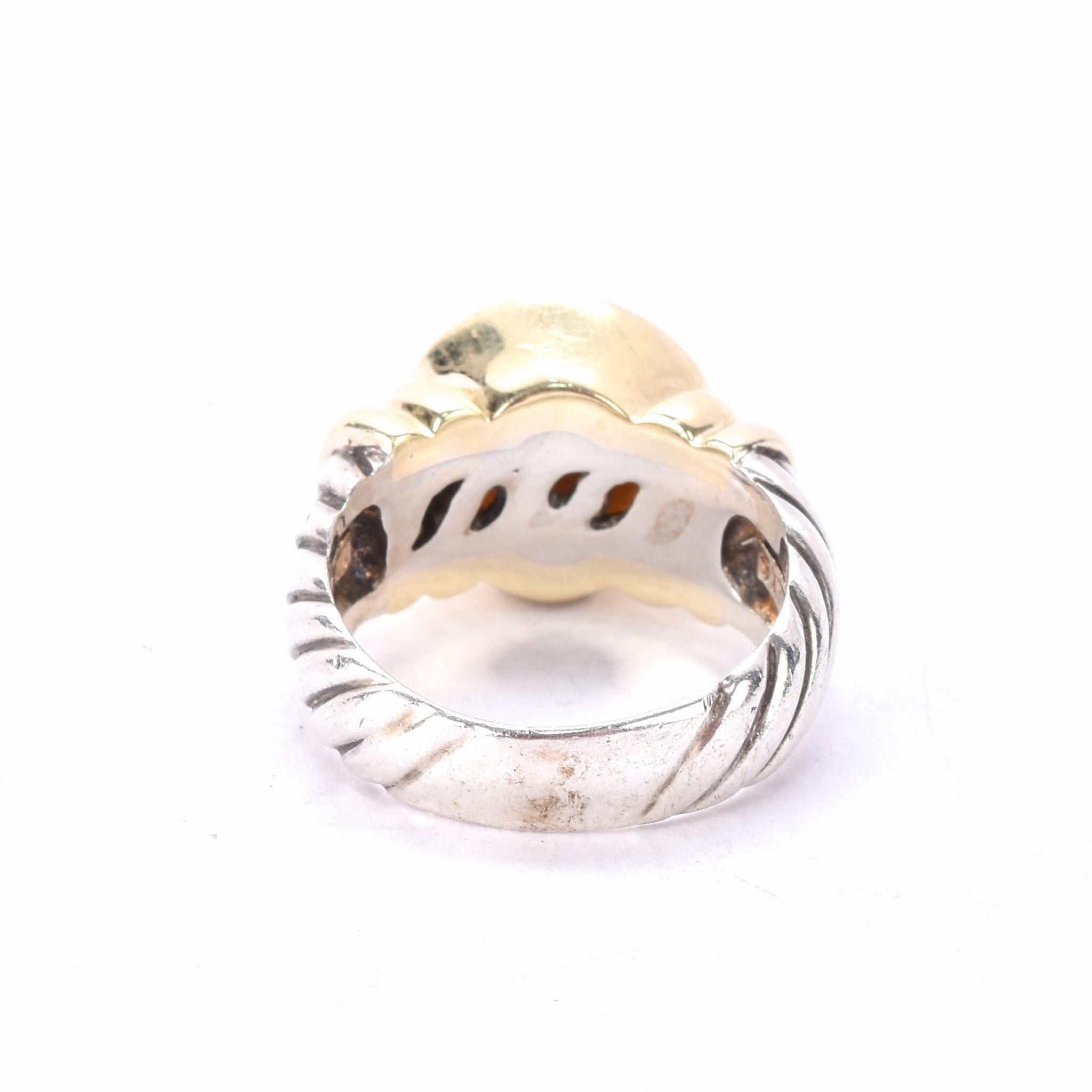 Vintage David Yurman 14K Gold & Sterling Silver Pearl Noblesse Ring