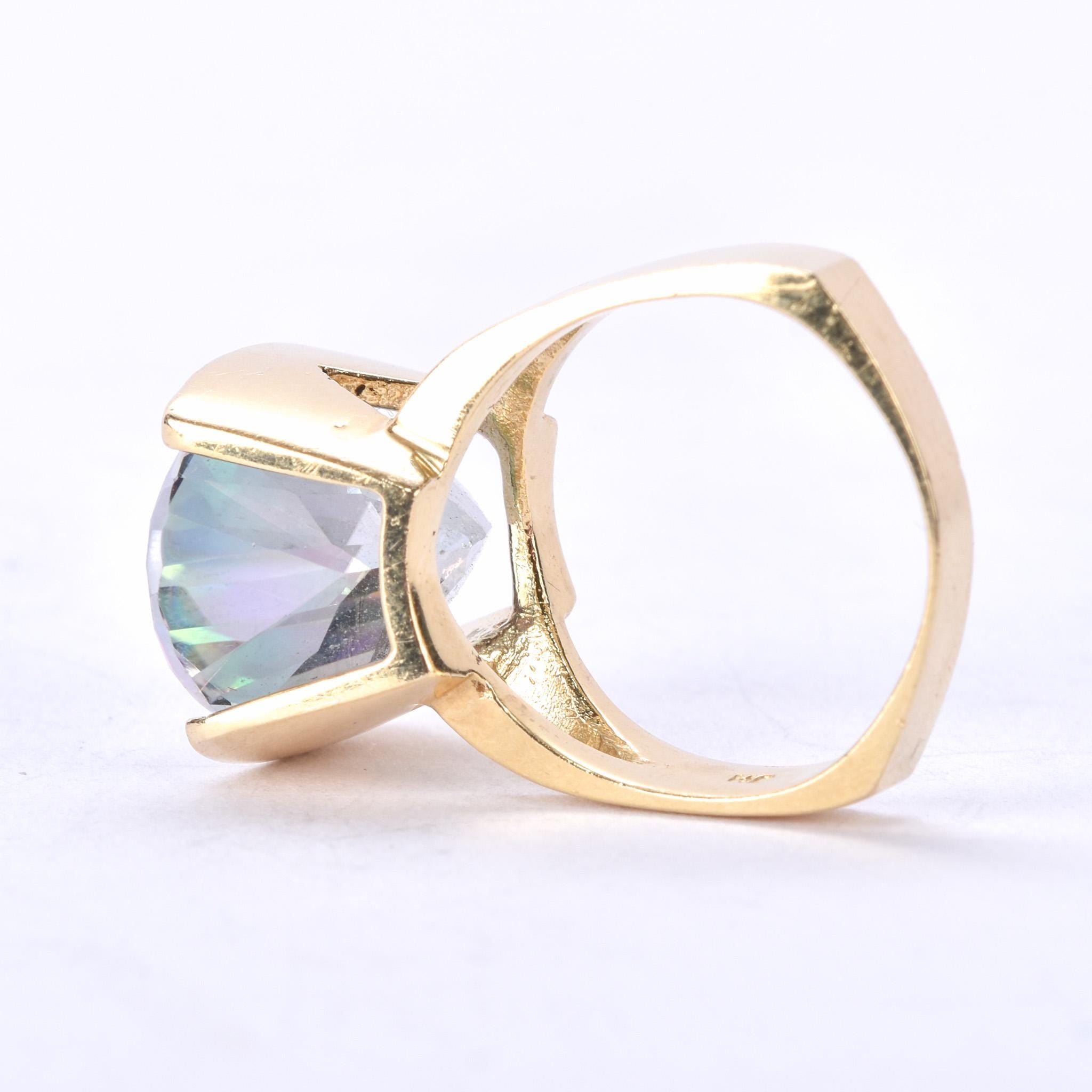 14K Gold Massive Mystic Topaz Cocktail Ring