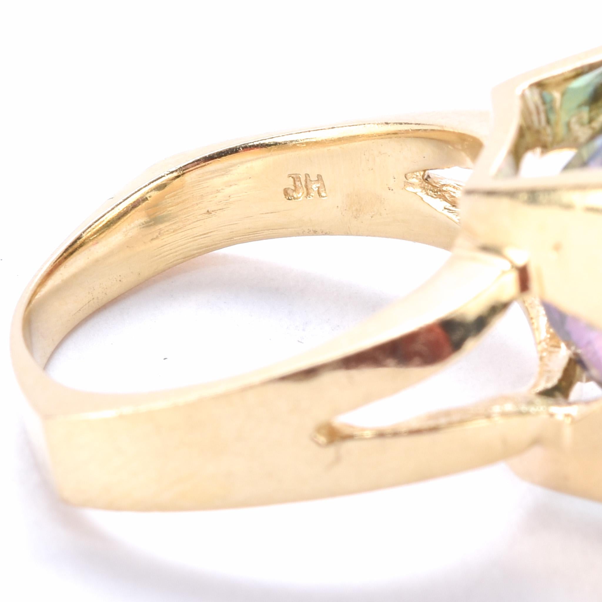 14K Gold Massive Mystic Topaz Cocktail Ring
