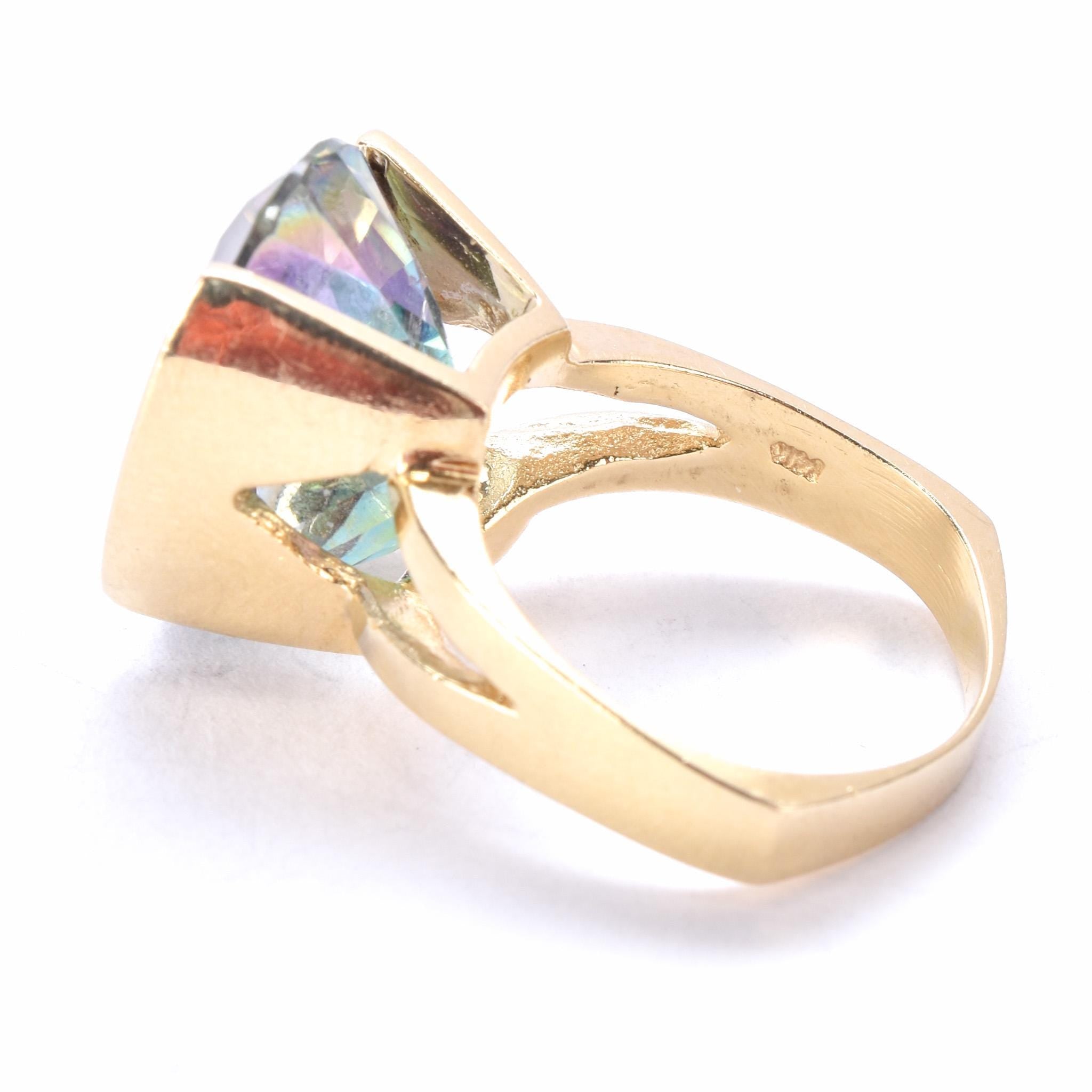 14K Gold Massive Mystic Topaz Cocktail Ring