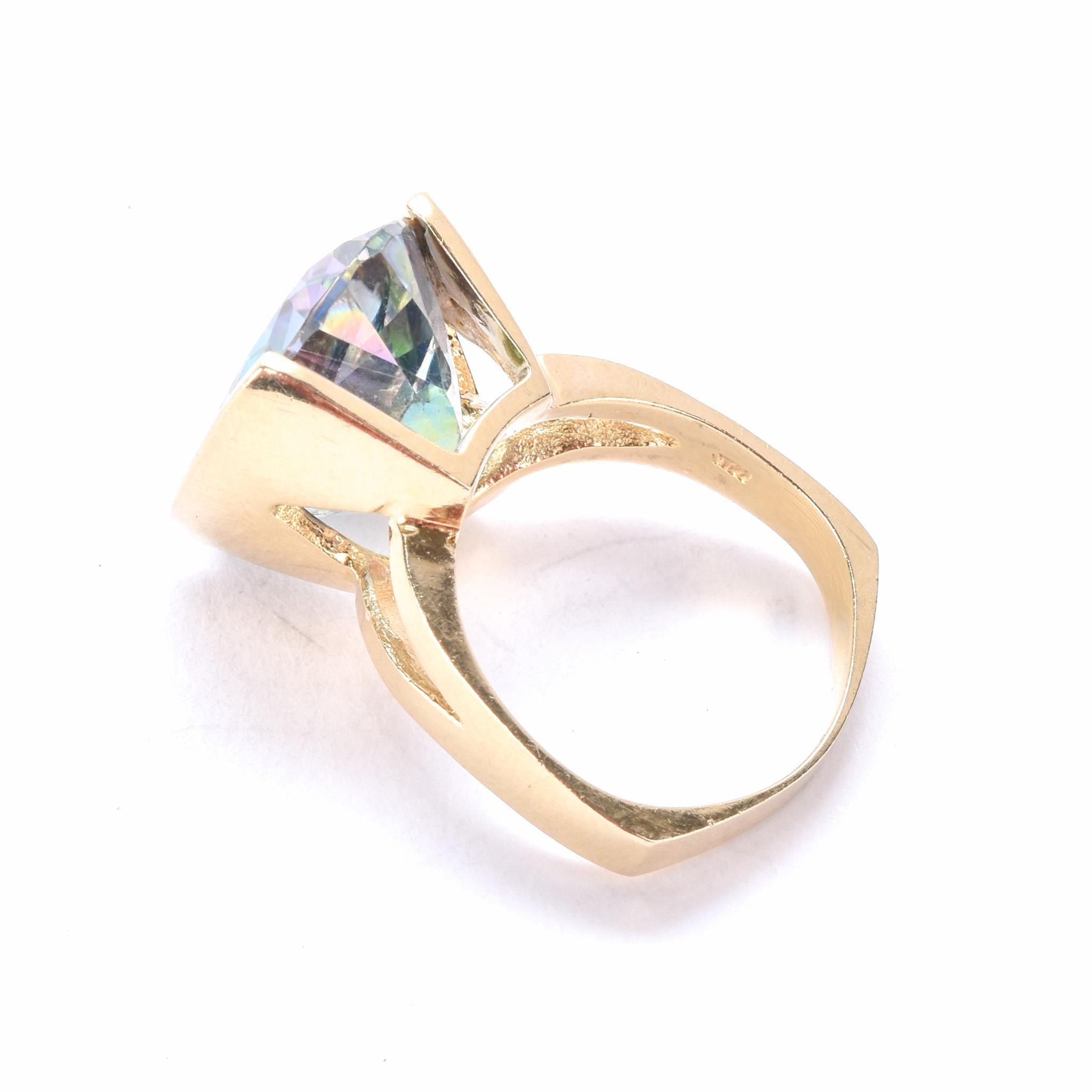 14K Gold Massive Mystic Topaz Cocktail Ring