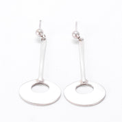 1960s Tone Vigeland Norwegian Mid-Century Sterling Silver Disc Dangle Earrings