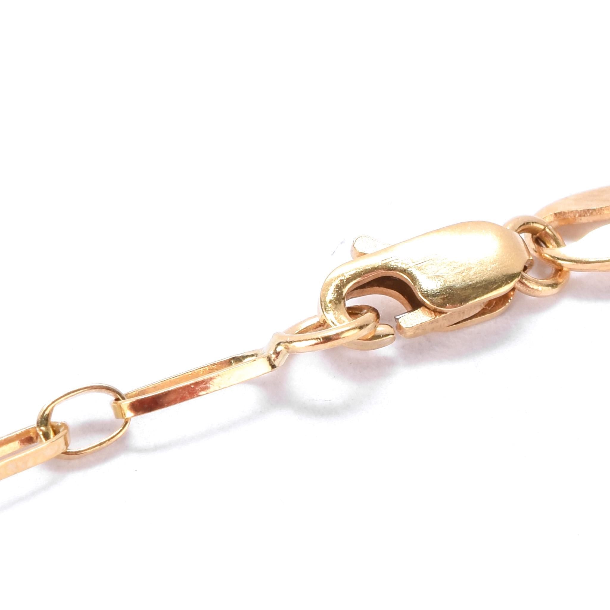 18K Gold Female Bust Pendant with Diamonds and Sapphires on Paperclip Chain