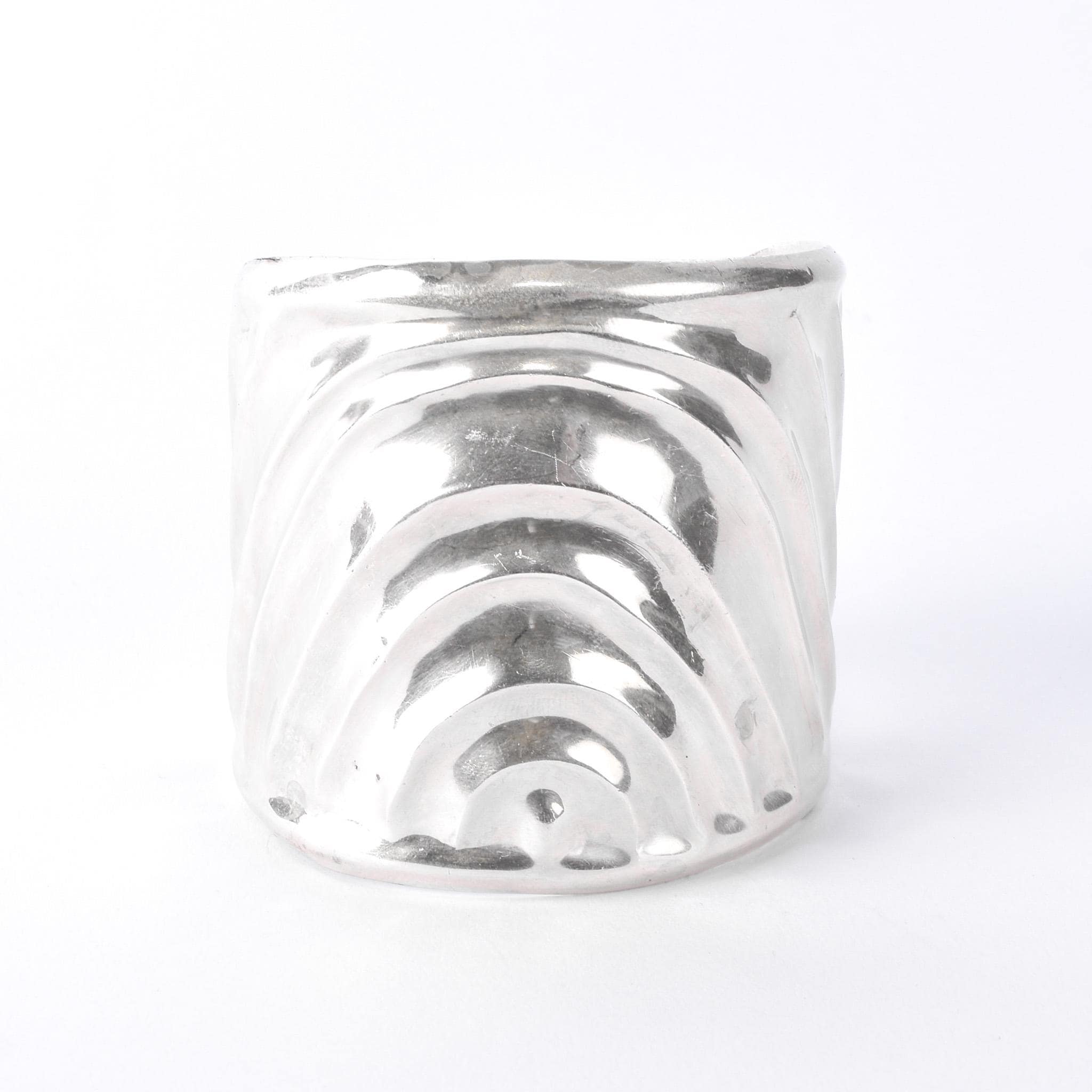 Signed Mexican Sterling Silver Wave Modernist Cuff Bracelet