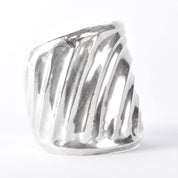 Signed Mexican Sterling Silver Wave Modernist Cuff Bracelet