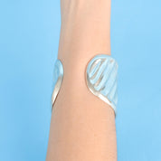 Signed Mexican Sterling Silver Wave Modernist Cuff Bracelet