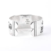 Signed Walt Doran Sterling Silver Petroglyph Storytelling Cuff Bracelet