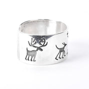Signed Walt Doran Sterling Silver Petroglyph Storytelling Cuff Bracelet