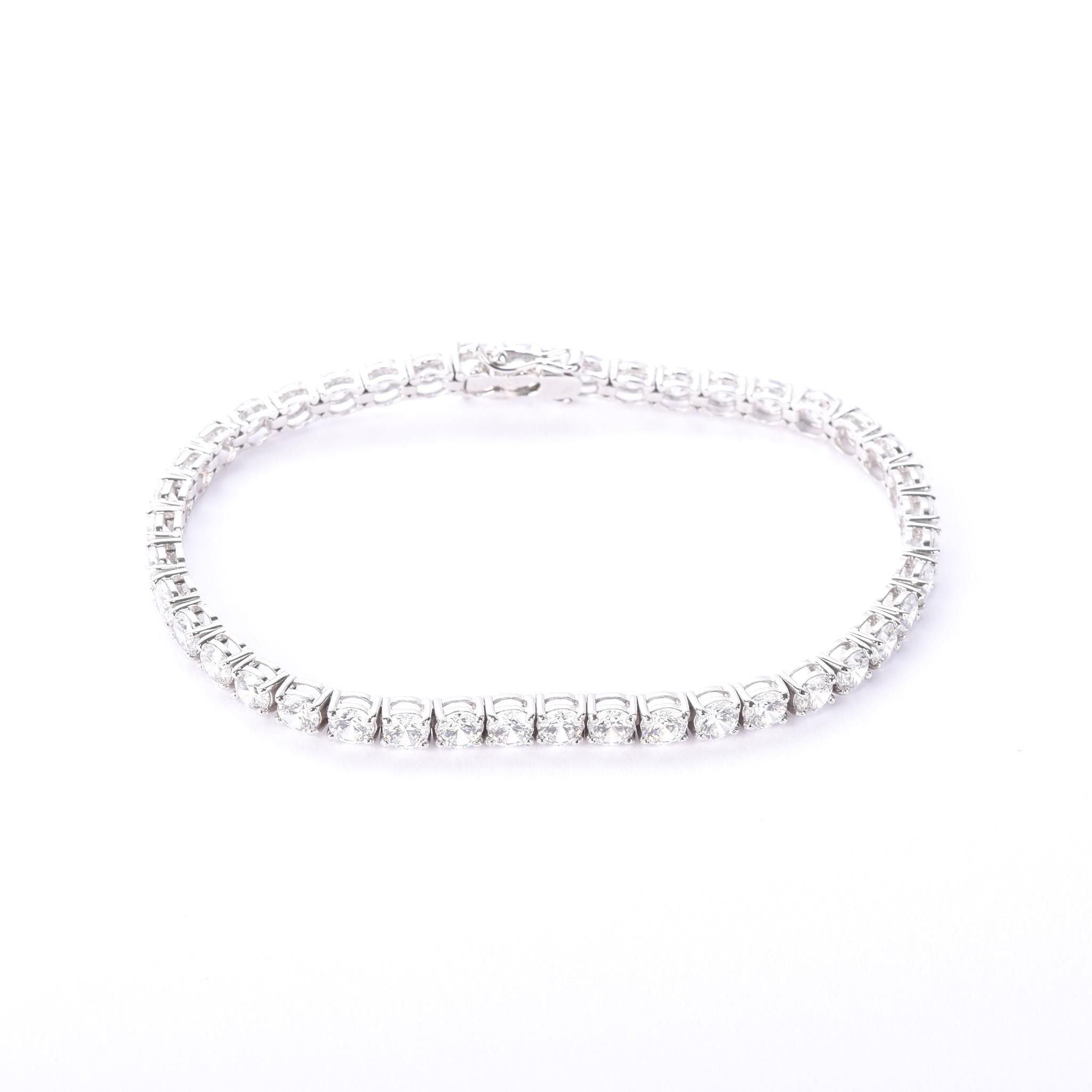 14K White Gold and Forty-Two Natural Cubic Zirconia Tennis Bracelet