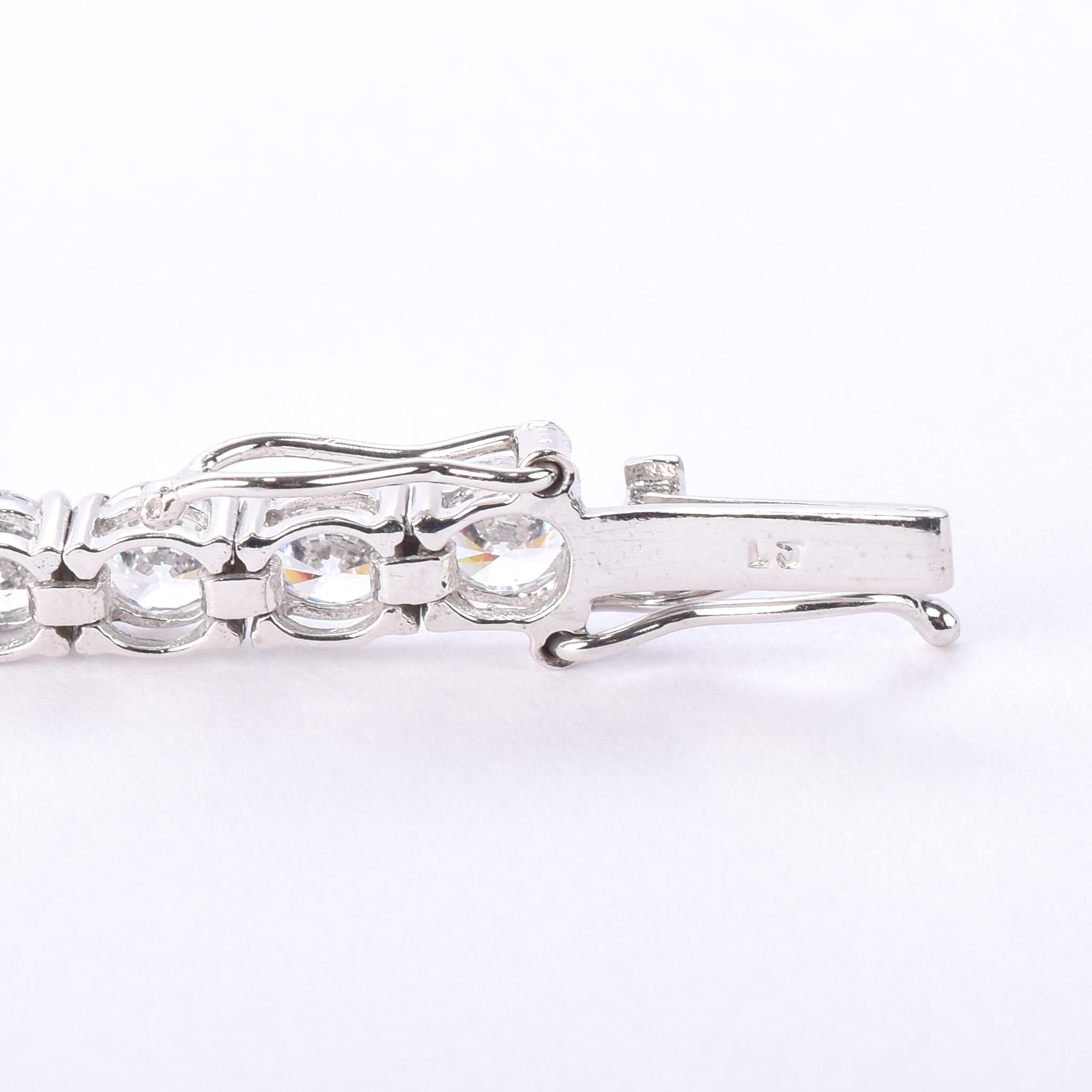 14K White Gold and Forty-Two Natural Cubic Zirconia Tennis Bracelet