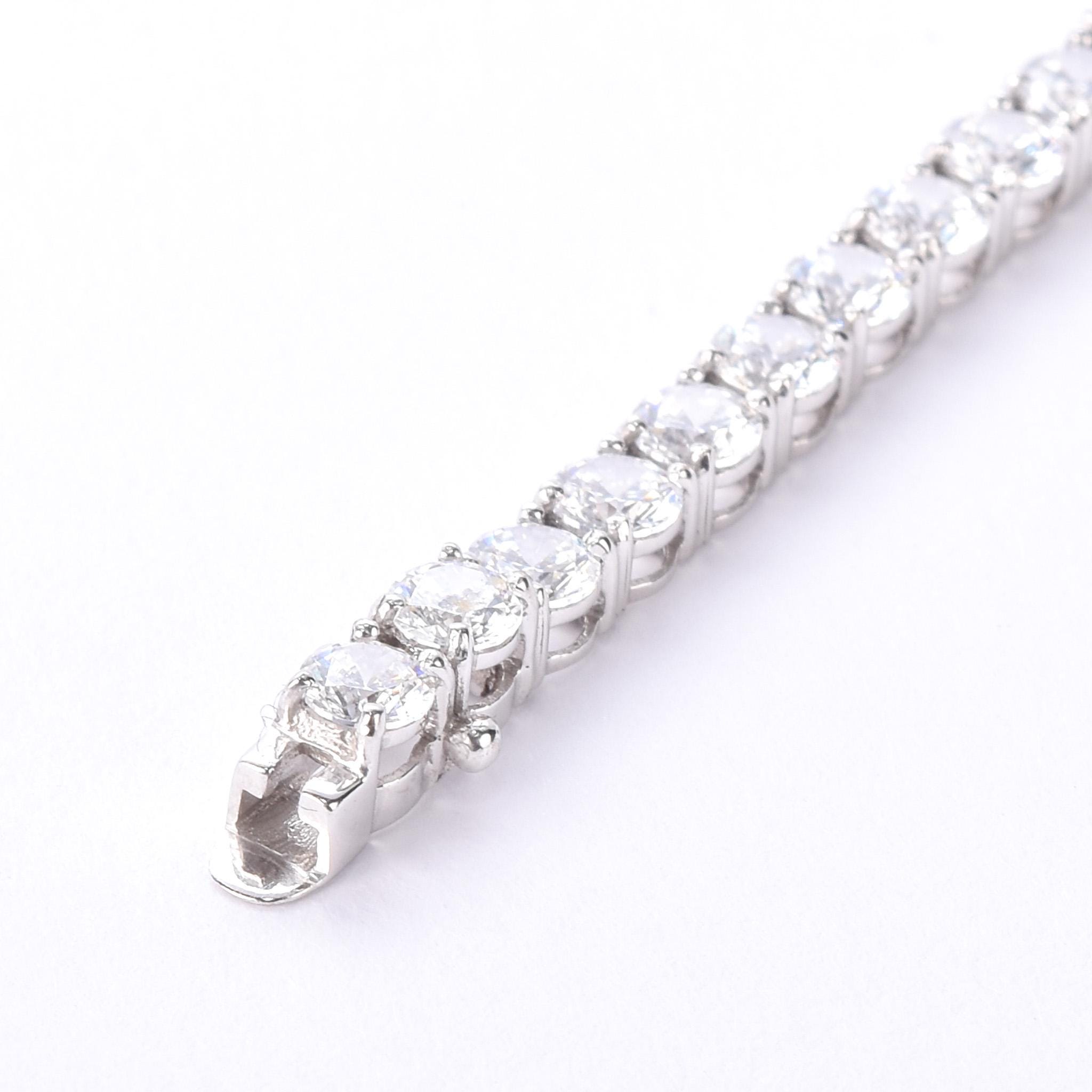 14K White Gold and Forty-Two Natural Cubic Zirconia Tennis Bracelet