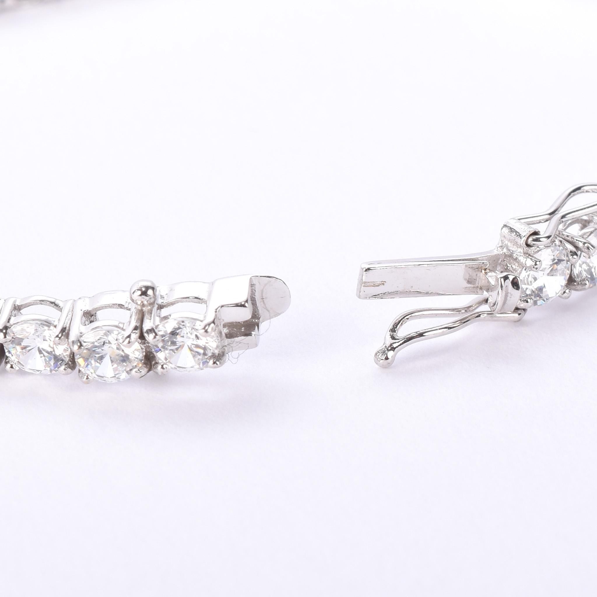 14K White Gold and Forty-Two Natural Cubic Zirconia Tennis Bracelet