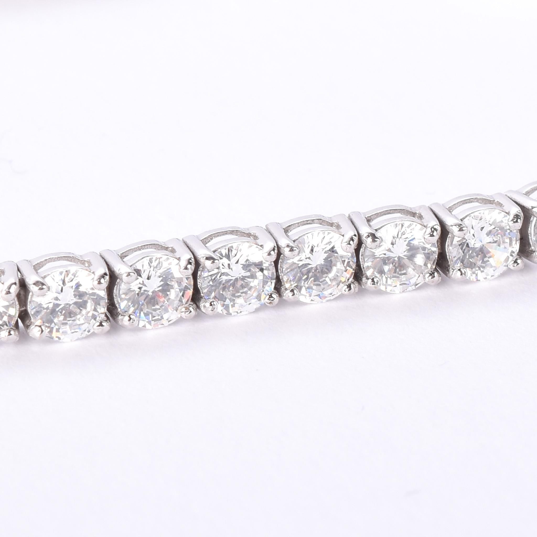 14K White Gold and Forty-Two Natural Cubic Zirconia Tennis Bracelet