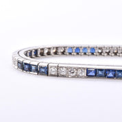 Vintage Tiffany & Co. Platinum Natural Diamond and Sapphire Tennis Bracelet