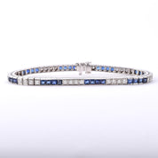 Vintage Tiffany & Co. Platinum Natural Diamond and Sapphire Tennis Bracelet
