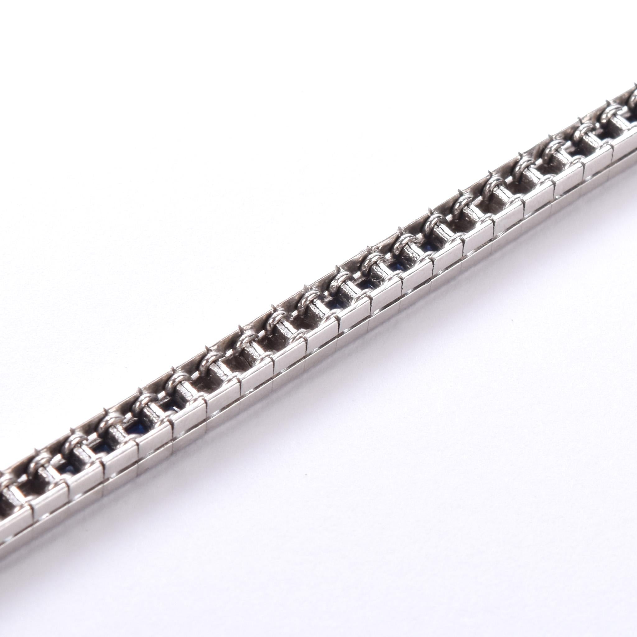 Vintage Tiffany & Co. Platinum Natural Diamond and Sapphire Tennis Bracelet