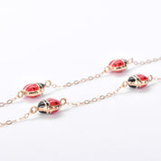 10K Gold Enamel Lady Bug Chain Necklace