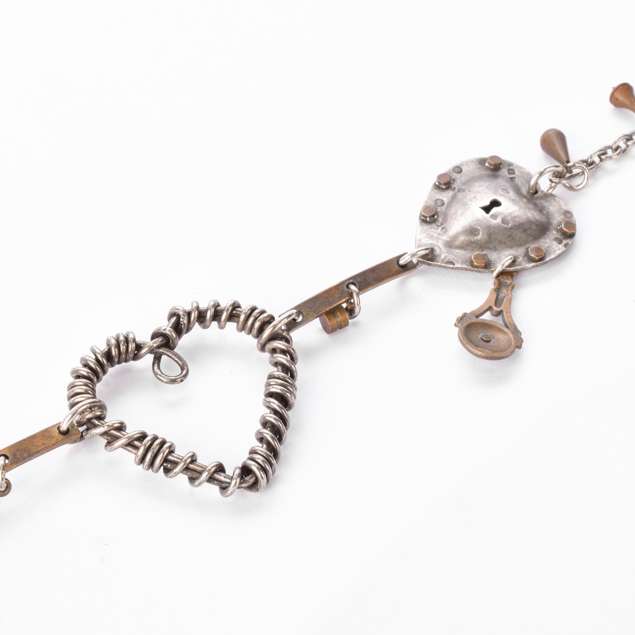 Thomas Mann Signed Techno Romantic Mixed Metal Heart Necklace